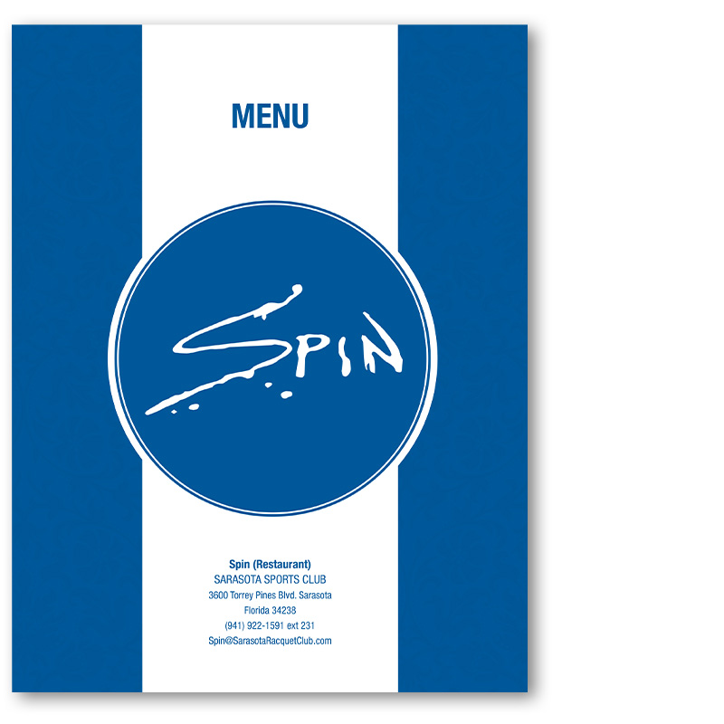 SPIN Restaurant Menu card